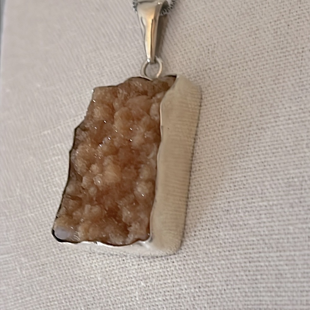 Citrine Druzy and Sterling Silver Pendant - Picture 2 of 11